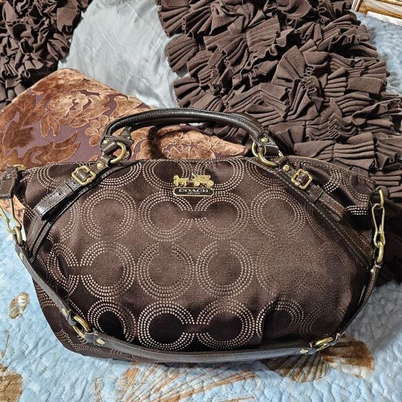 Coach Madison Dotted Op Art Large Sophia Satchel Style - Picture 1 of 7